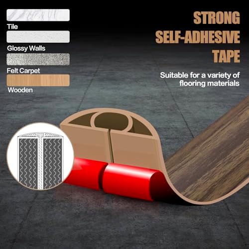 Floor Cord Cover Self Adhesive Cord Hider,3.3FT Cable Management, Extension Strip Protector for Wires, Prevent Cable Trips for Offices, Gyms, Exhibitions Cavity:0.3"(W) x 0.28"(H) Wood Walnut - Image 4