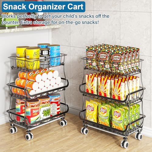 OKZEST 3-Tier Rolling Pantry Floor Organizers and Storage Cart with Wheels - Image 5
