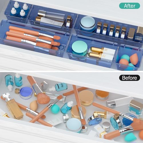 9 Pack Clear Drawer Organizer Set, Drawer Storage Trays, Storage Bins - Image 4
