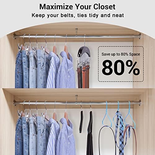 Ohuhu Belt Hanger 2-Pack 12 Hooks Wooden 360° Rotating Closet Organizer - Image 3