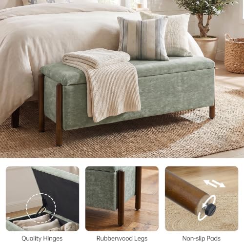 Usaint 47" Fabric Upholstered End of Bed Storage Ottoman Bench, Light Green - Image 4