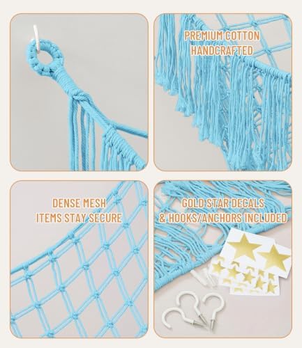 Lare Stuffed Animal Storage Hammock Corner Net - 45" W x 45" H (Blue) - Image 2