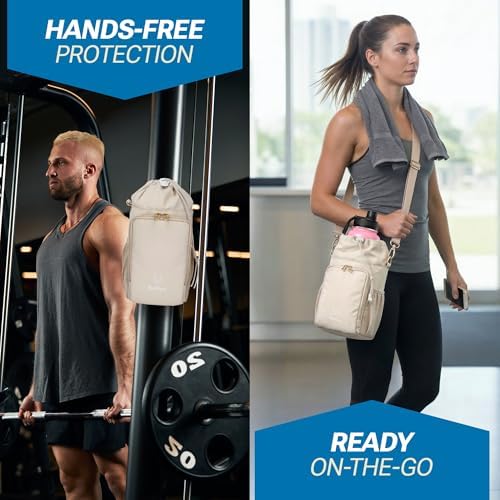 WulfPack Magnetic Gym Bag, Magnetic Bottle Bag, Water Bottle Carrier Holder with Large Phone Pockets, Large Pockets, Gym Bag, Work, and Sports (Crème) - Image 6