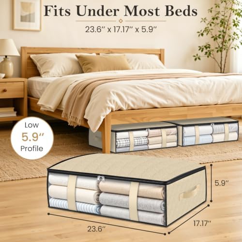 8 Pack Storage Bags, 40L Clothes Storage Containers, Storage Bins, Beige - Image 2