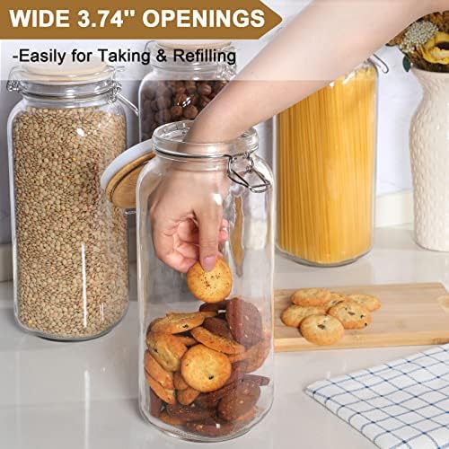 VITEVER [ Taller ] 92oz Glass Jars with Airtight Lid, Large Glass Food Storage Jars, 3 Pack Wide Mouth Airtight Glass Jars for Kitchen Pantry Spaghetti, Square Mason Jars with Labels - Image 5