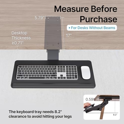 PEGZONE Keyboard Tray Under Desk Slide Out, 25 x 11 inch, Black - Image 3