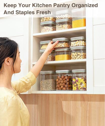 Melovom 8 Pcs Pop Food Storage Containers Airtight Food Storage Containers Set with Lids Kitchen Pantry Organization and Storage, 3.4Qt, 2.8Qt, 2.1Qt, 1.2Qt - Image 3