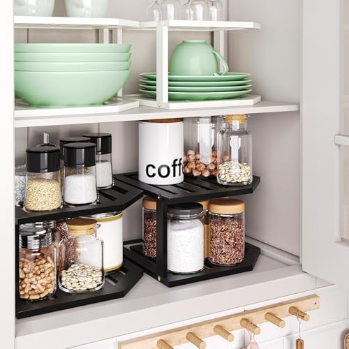 VERTORGAN 2 Tier Bamboo Dish Drying Rack,Corner Shelf 2 Pack(Black) - Image 6
