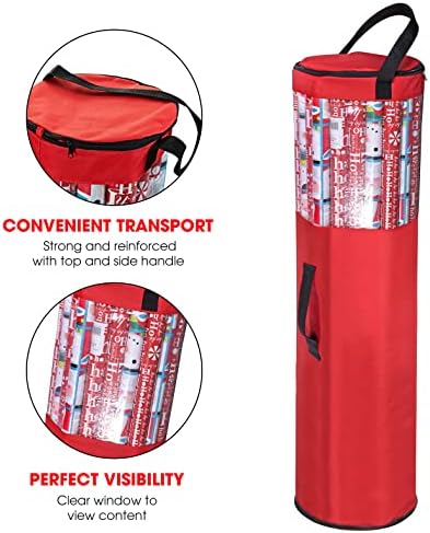 Wrapping Paper Storage Bag | Wrapping Paper Organizer Under Bed for Storing Multiple Rolls of Gift Wrap, 42” Length Container Constructed of Durable 600D Oxford Material (Red) - Image 4