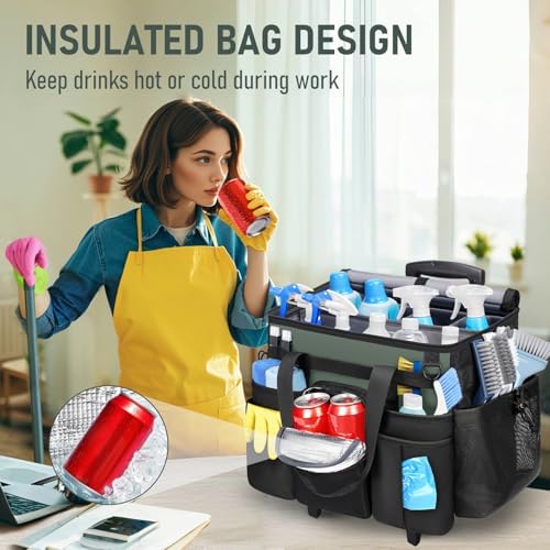 Ytonet Cleaning Caddy with Wheels, Extra Large Rolling Cleaning Caddy Bag - Image 4