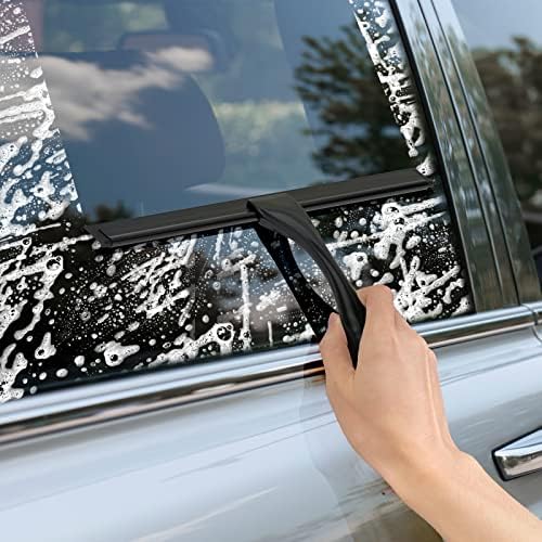 All-Purpose Stainless Steel Shower Squeegee for Shower Glass Door with Adhesive Hook, Bathroom Cleaner Tool Household Window Mirror Squeegee for Glass Doors, Cleaning Tile Wall, Car, 10 inch, Black - Image 6