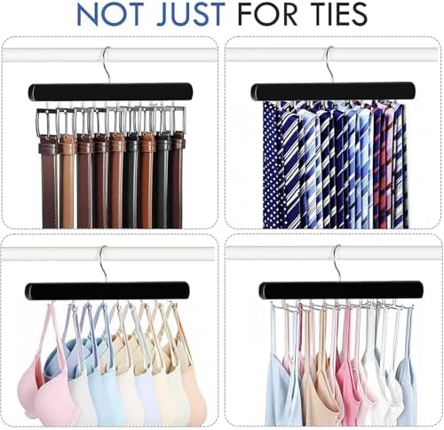 2-Pack Tie Rack Hanger for Closet, 36 Hooks Belt Hanger, Black - Image 6