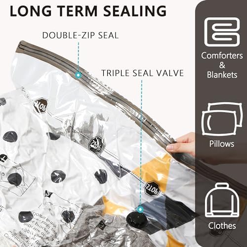Vacuum Storage Bags for Travel & Home with Electric Pump, 10 Large - Image 7