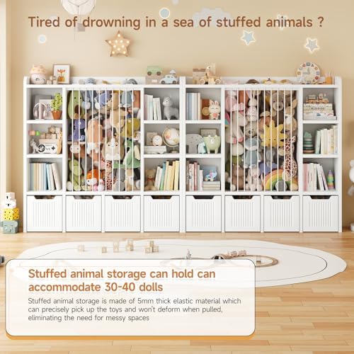 ONBRILL 3-in-1 Toy & Stuffed Animal Storage, 4 Movable Toy Chest, White - Image 6