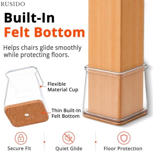 Chair Leg Floor Protectors Square for Hardwood Floors 35 Pcs Large - Image 6