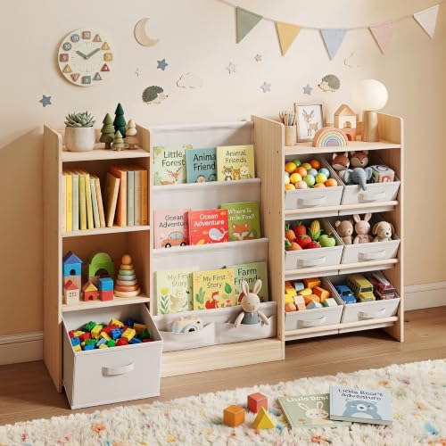 GITAWUSA Toy Organizer and Storage, Kids Bookshelf with 7 Bins, 51.4" W by GITAWUSA