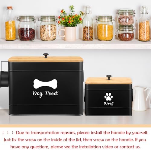 Newtay 2Pcs Extra Large Metal Dog Food Containers Airtight 12&3.5 Lb, Black - Image 5