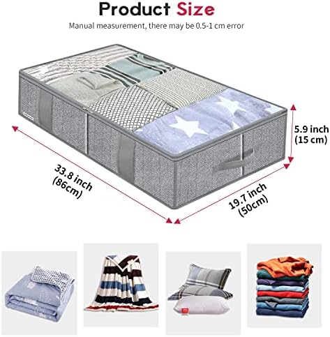 Onlyeasy Breathable Under Bed Storage Bags with 4 Reinforced Handles and Sturdy Side Wall, 2 Pack Eco-friendly Underbed Clothing Blankets Organizer with 2 Strong Zippers, Herringbone Grey, MXRUBBSS2P - Image 2