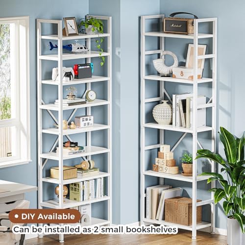 SUPERJARE Triple Bookshelf, Bookcase with 14 Open Display Shelves, Wide Book Shelf Book Case for Home & Office, 5 Tier, White - Image 4