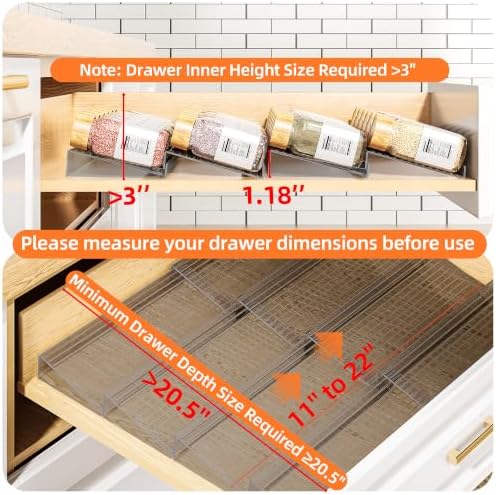 MUDEELA Clear Spice Drawer Organizer, 4 Tier- 2 Set (8 Packs), Grey - Image 6