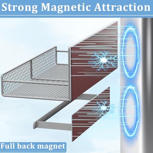 DTUQYX Magnetic Shelf for Washing Machine 4-Pack: Widen Magnetic Laundry Organizer (5"-6") with Hanger Organizer, Strong Magnet, Rust Proof, Heavy Duty Magnetic Spice Rack for Refrigerator (Grey) - Image 4