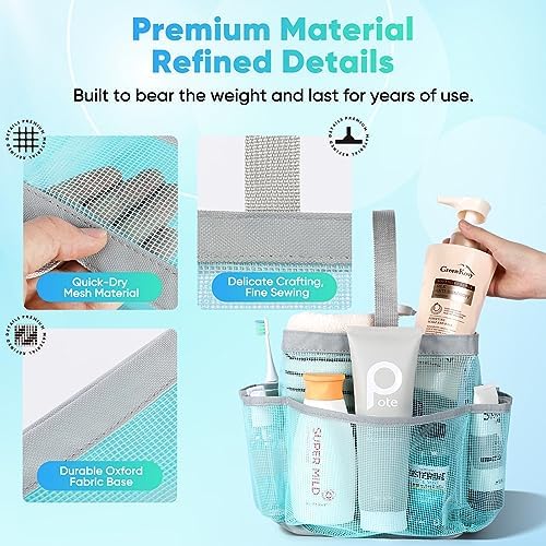 EUDELE Mesh Shower Caddy Portable, 8-Pocket Large Capacity, Quick Dry, Easy Clean, for Beach, Swimming, Gym, Travel - Image 5