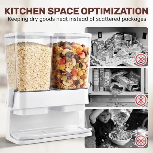 Cereal Dispenser Countertop 2 Pack 3L, 6L Large Dual Control - Image 6