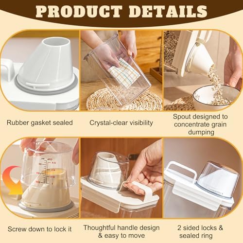 2 Pack 1800ML Airtight Cereal Container with Pour Spout & Cup - Image 4