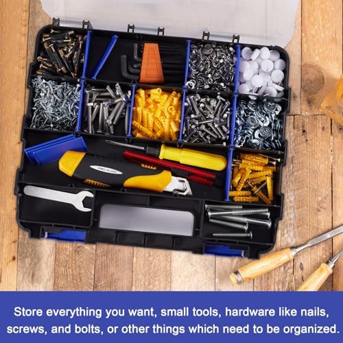 AIDY-PRO Small Parts Organizer Box Storage Case Tools Box Organizer Double Side 34 Compartments Hardware Organizers with Removable Plastic Dividers for Screws Nuts Nails Bolts, 2 Pack - Image 4