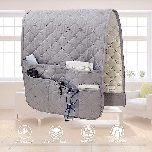 Armchair Caddy for Couch Remote Control Holder with 4 Pockets, Grey 1 Pack - Image 6