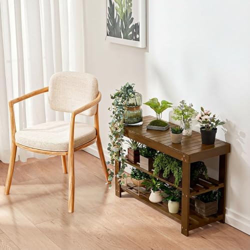 Pipishell 3 Tier Bamboo Shoe Rack Bench for Entryway, Yellow Brown - Image 2