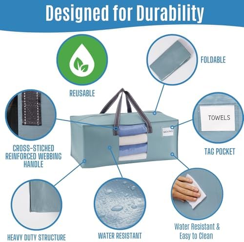 VENO Heavy Duty Moving Bags, Storage Bags, Clear Window, Light Blue, 2 Pack - Image 5