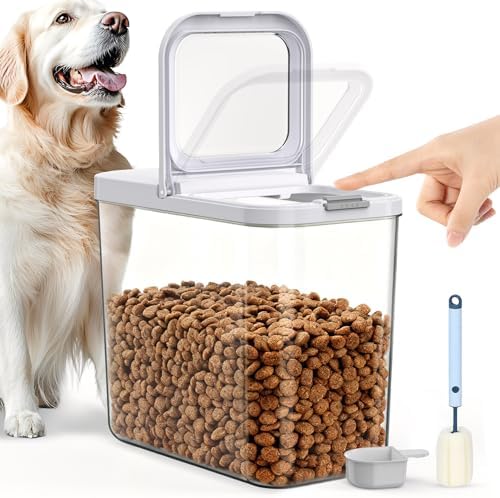 LEAWALK 12 Lbs Airtight Dog Cat Pet Food Storage Container PopTop White/B by LEAWALK