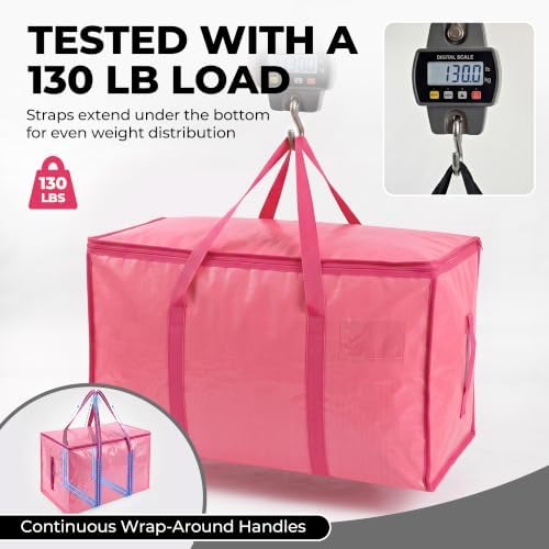 12 Pack Heavy Duty Moving Bags, Extra Large with Handles, Pink - Image 4