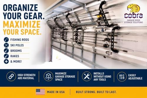 Cobra Storage Garage Door Storage Rack - 21" Black ABS Plastic Fishing Rod Holder - Ultimate Garage Organization for Fishing Gear and Equipment, Saltwater Fishing Gear (1 Pack) - Image 2