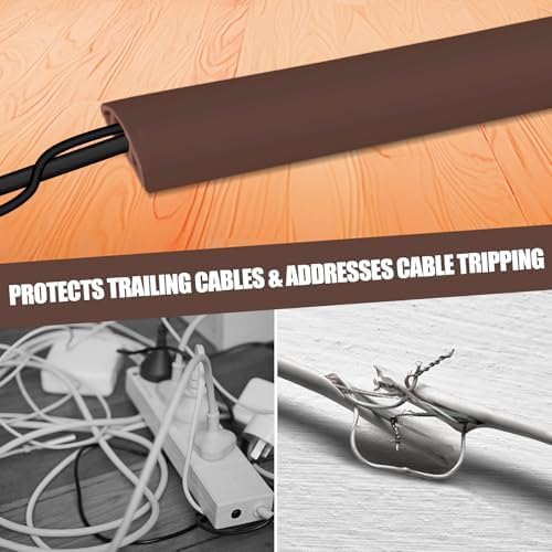 Floor Cord Cover Self Adhesive Cord Hider,10FT Cable Management, Extension Strip Protector for Wires, Prevent Cable Trips for Offices, Gyms, Exhibitions Cavity:0.51"(W) x 0.3"(H) Coffee - Image 6