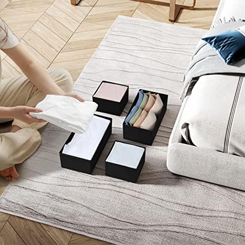 DIMJ Drawer Organiser System Drawer Organiser - Fabric Storage Box, Drawer Inserts for Wardrobes, Wardrobe Organiser for Clothes, Pack of 12, Black Classic - Image 2
