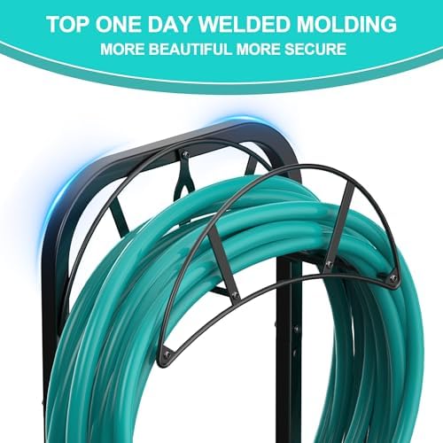 Meykwod Garden Hose Holder, Heavy Duty Water Hose Holder with 4 Spikes Holds 150ft Water Hose, Sturdy Freestanding Hose Stand Hose Hanger Hose Storage for Outside Yard Lawn (Metal, Black) - Image 2
