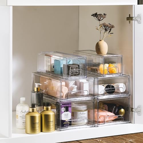 Sorbus Clear Stackable Storage Drawers for Refrigerator (Medium, 6 Pack) - Image 6