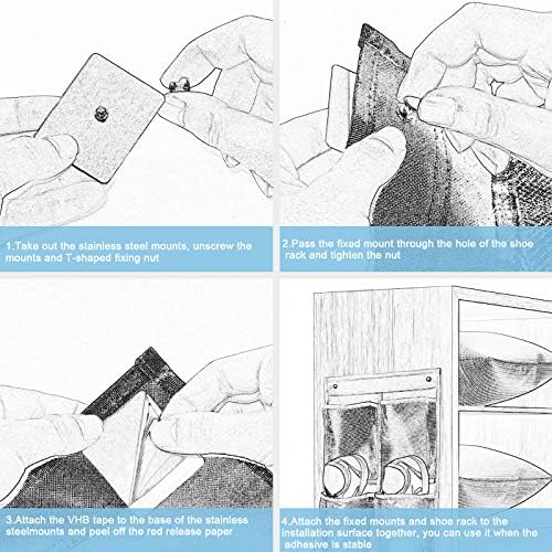 2Pack Canvas Shoe Organizer, Wall or Door Mount, Gray - Image 6