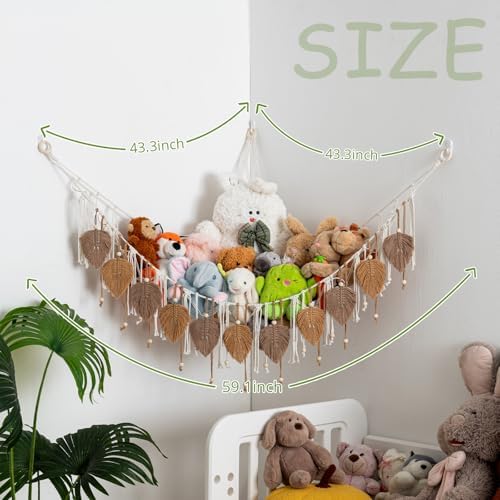 Pretty Jolly Stuffed Animal Hammock with Leaf Beads and Tassels - Image 3