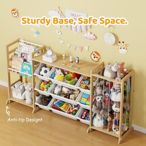 65" Large Toy Storage Organizer with Bookshelf and Stuffed Animal Storage - Image 4