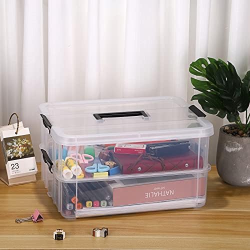 BTSKY 2 Layer Stack & Carry Box, Plastic Storage Container Box with Lid - Image 5