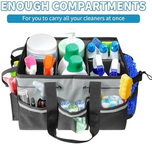 Cleaning Tool Organizer Bag with Handles, Cleaning Caddy, Grey - Image 7