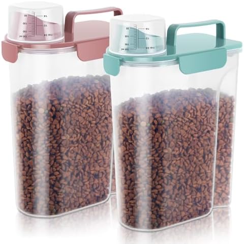 LEAWALK Cat Dog Pet Food Storage Container 5-7Lbs BPA-free (Pink+Blue) by LEAWALK