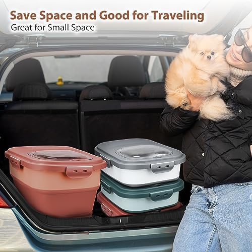 Viretec Dog Food Storage Container, 10-20Lbs Collapsible Pet Food Storage Containers with Rolling Wheel Airtight Locking Lid, Dry Food Storage Bin with Cup and Scoop,Suitable for Pet Food, Rice, Flour - Image 4