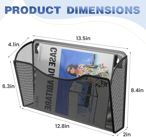 MINDEPOT Wall File Organizer, Hanging Wall File Holder, 1 Pack, Black - Image 2