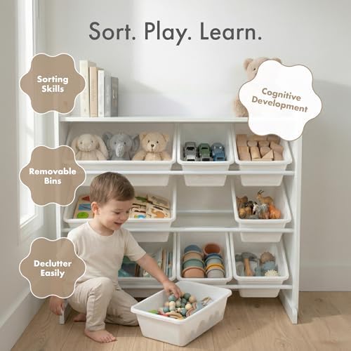 Humble Crew Kids Toy Organizer with Display Shelf, 9 Bins, 3 Tier Storage - Image 6