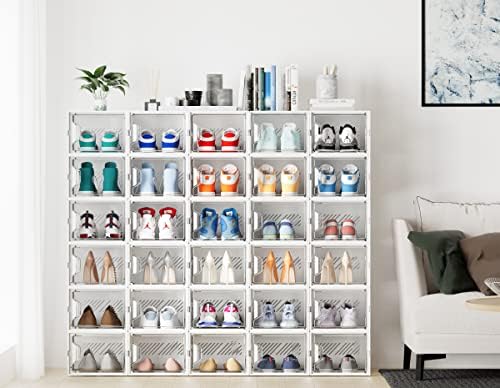 SIMPDIY XL Clear Shoe Storage Boxes, Stackable Shoe Organizer for Closet - Image 2