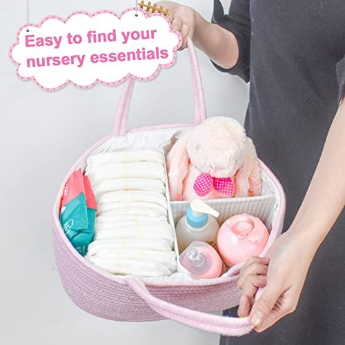 ABenkle Diaper Caddy Organizer - Cotton Rope Nursery Storage Basket for Baby Essentials, Boys & Girls Shower Gift, Changing Table Organizer - Image 5